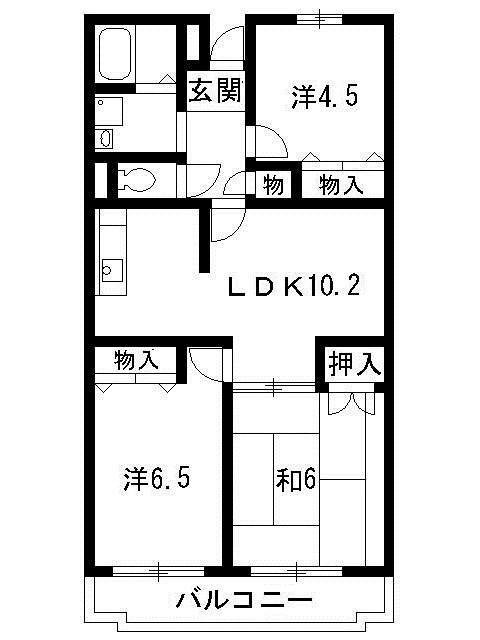 ウエストヴィレッジ弐番館(3LDK/2階)の間取り写真