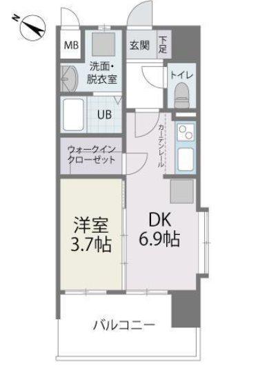 カーサ エンペサール(1DK/9階)の間取り写真