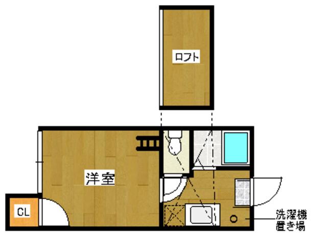 コスモハイツⅠ・Ⅱ(1K/2階)の間取り写真