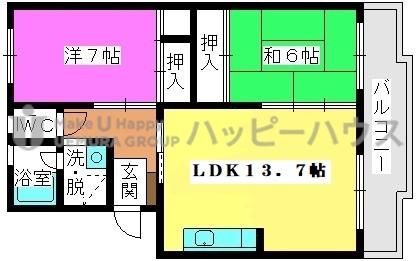 坂井ビル(2LDK/3階)の間取り写真