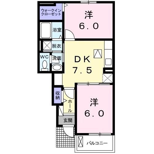 BEST HOUSE IV B(2DK/1階)の間取り写真