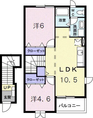 ファミーユA(2LDK/2階)の間取り写真
