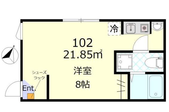 アイテラス(ワンルーム/1階)の間取り写真