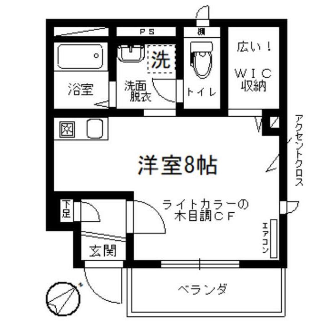 フローラ(ワンルーム/1階)の間取り写真