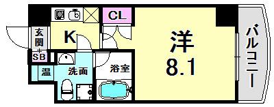 FORYOU神戸・灘(1K/2階)の間取り写真