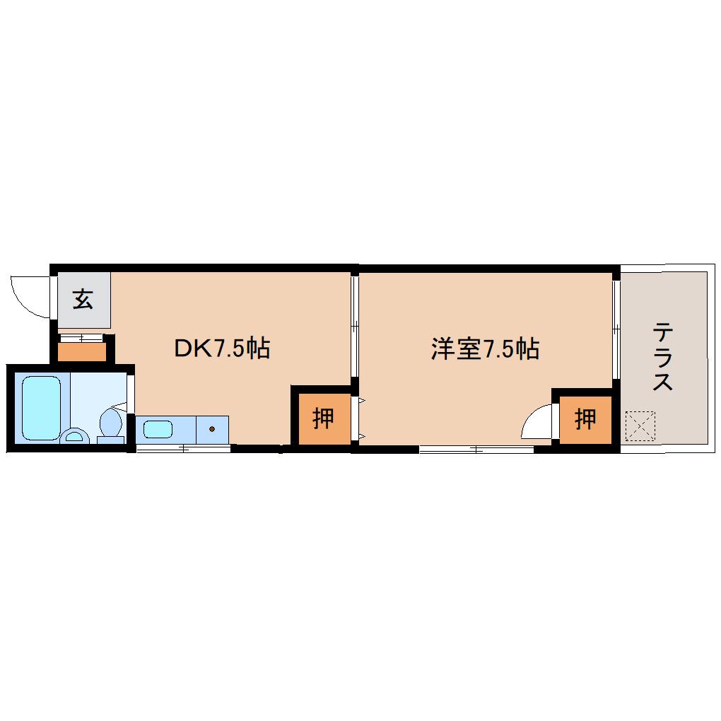 セジュール手貝(1DK/1階)の間取り写真