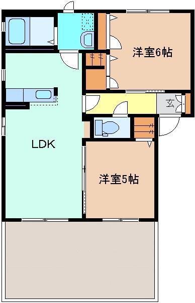 ディア・ワン C棟(2LDK/1階)の間取り写真