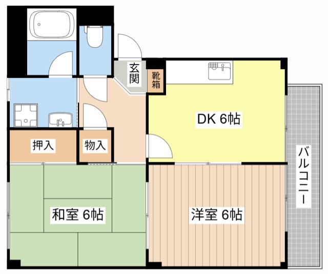 HARU(2DK/2階)の間取り写真