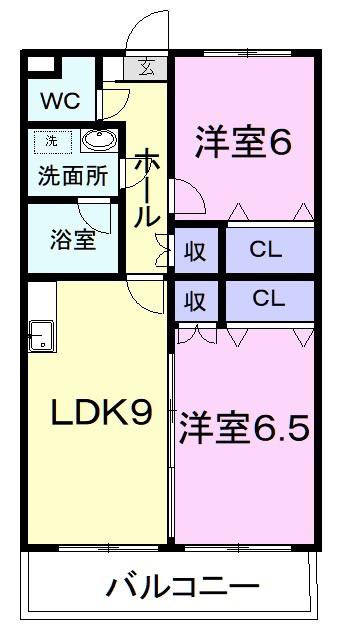 ヒルヴィレッジ(2LDK/1階)の間取り写真