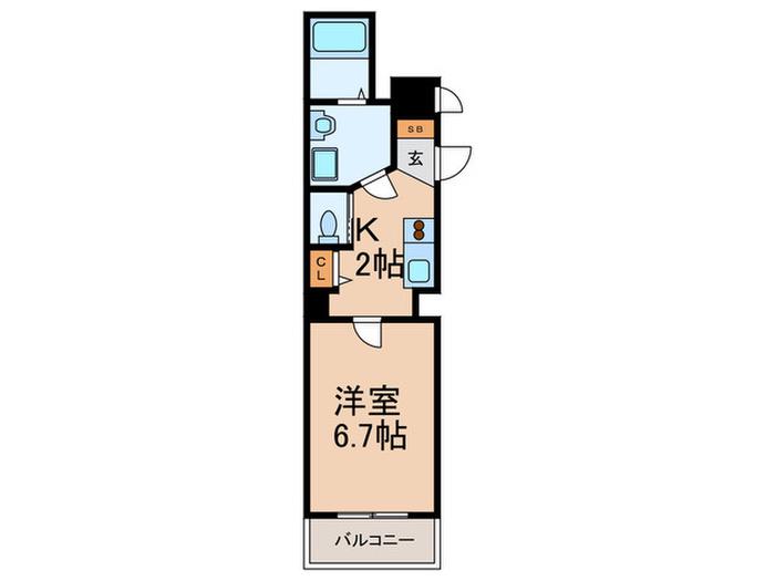 アレス六甲(1K/6階)の間取り写真