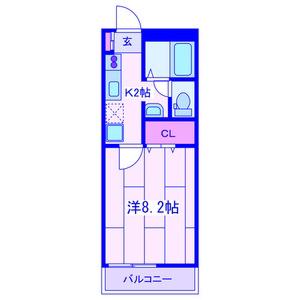 湘南パラシオン(1K/2階)の間取り写真