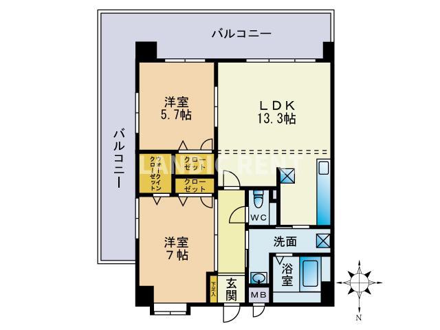 ツインリバーマーレ(2LDK/2階)の間取り写真