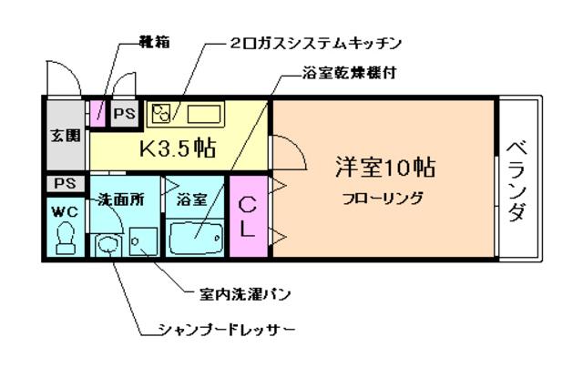 アムール・ミニョン(1K/2階)の間取り写真