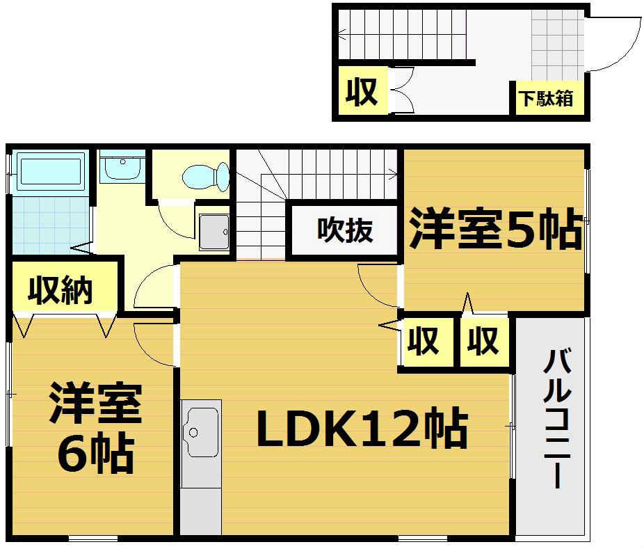 ルネ紫野(2LDK/1階)の間取り写真