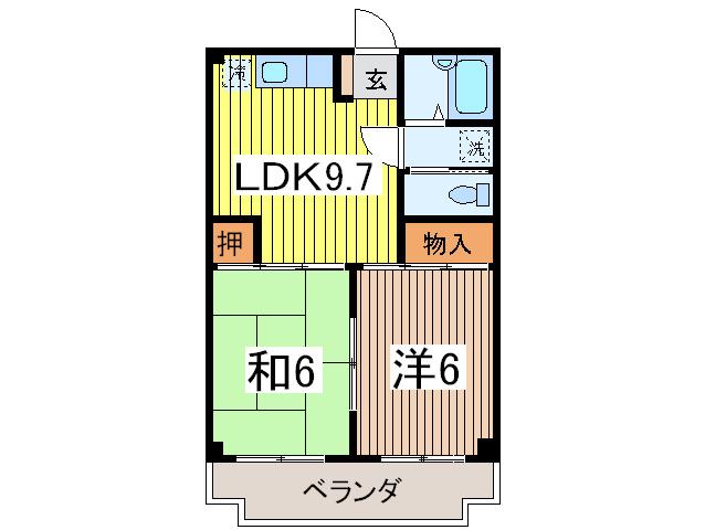 北園サンハイム2(2LDK/3階)の間取り写真