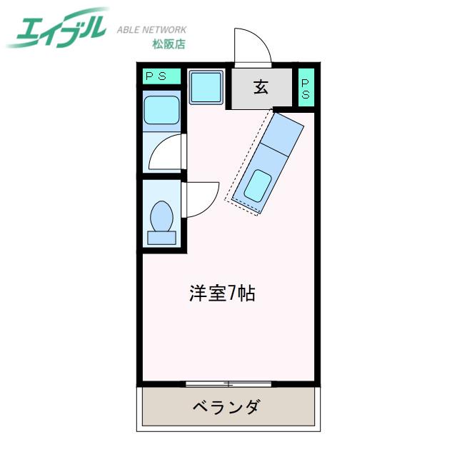 カプレーナ松阪(ワンルーム/4階)の間取り写真
