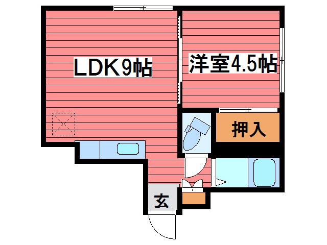 ロータスハイツ月寒(1LDK/2階)の間取り写真