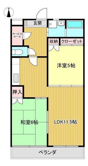 サンサーラ臼倉(2SLDK/2階)の間取り写真