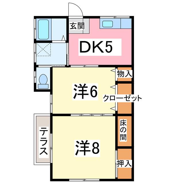 新田ハイツ(2DK/1階)の間取り写真