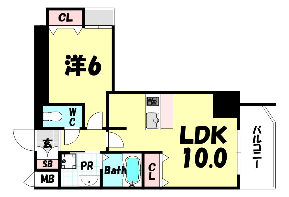 PRESSANCE三宮フラワーロード(1LDK/3階)の間取り写真