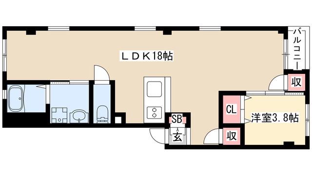グランレーヴ東別院イースト(1LDK/3階)の間取り写真