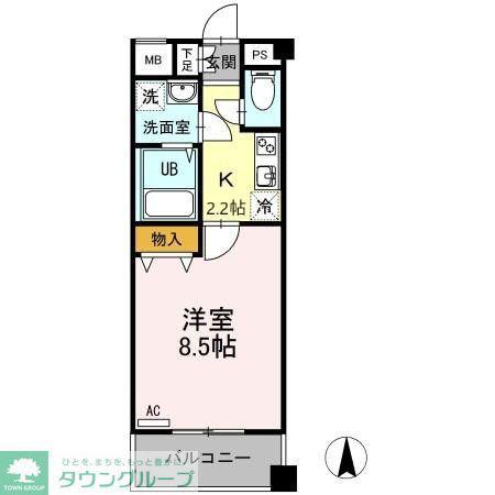 AT HAKKEY(1K/2階)の間取り写真