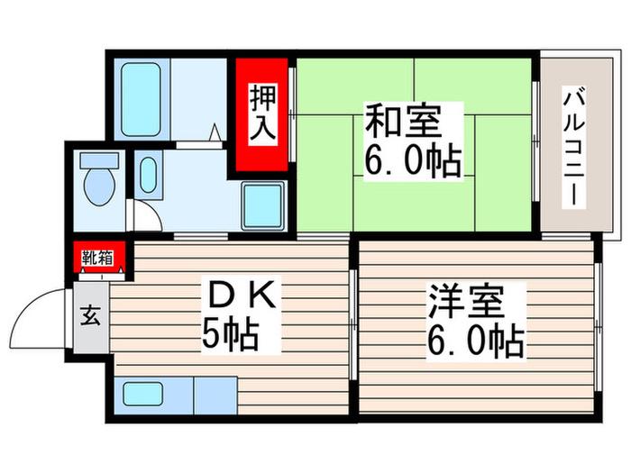アサヒハイツ西葛西(2DK/8階)の間取り写真