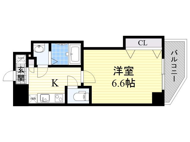 ラグゼ都島北1(1K/4階)の間取り写真