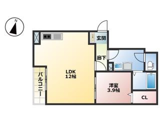 LEAF 荒江(1LDK/1階)の間取り写真