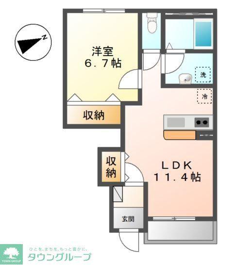 リヴェールK湘南(1LDK/1階)の間取り写真
