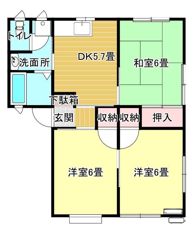 シティハイツアラタカ(3DK/2階)の間取り写真