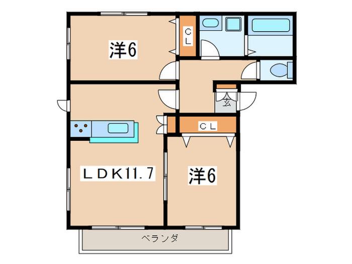 シトラスコートA(2LDK/1階)の間取り写真