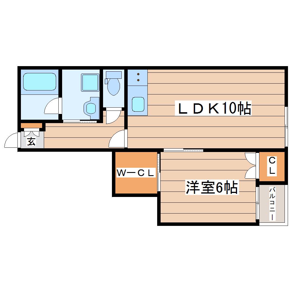 エクシア八乙女(1LDK/2階)の間取り写真