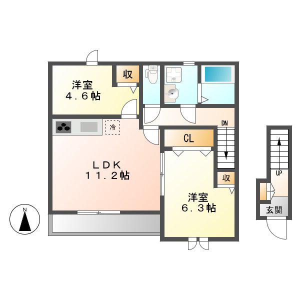 カエルラ マリス(2LDK/2階)の間取り写真