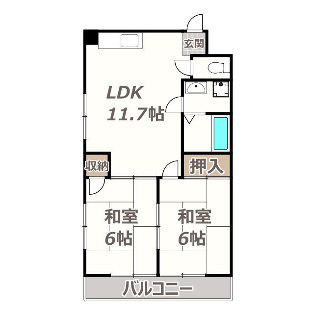 コーポ朋栄(2LDK/1階)の間取り写真