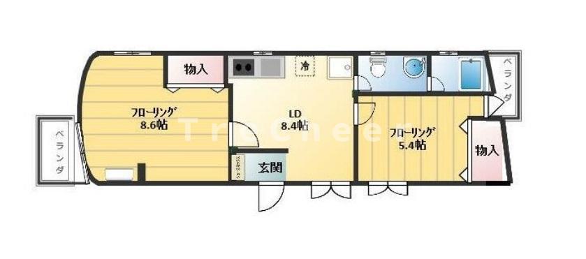 磯崎フラツト(2DK/2階)の間取り写真