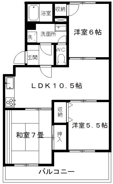 アネックスピア(3LDK/1階)の間取り写真