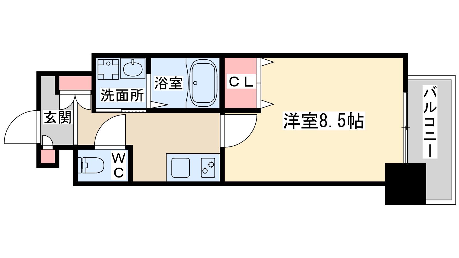 ラドゥセール梅田ウエスト(1K/9階)の間取り写真