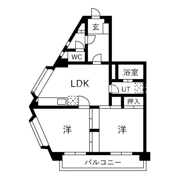 LAKIA泉大津レジデンス(2LDK/2階)の間取り写真