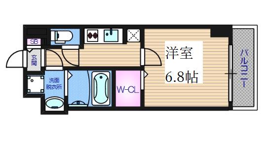 W-STYLE難波(1K/8階)の間取り写真