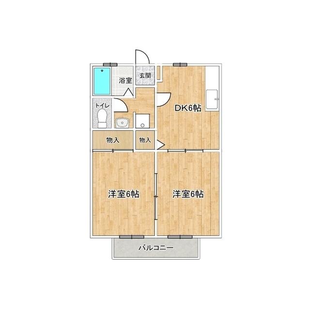 レーベン小野第3(2DK/1階)の間取り写真