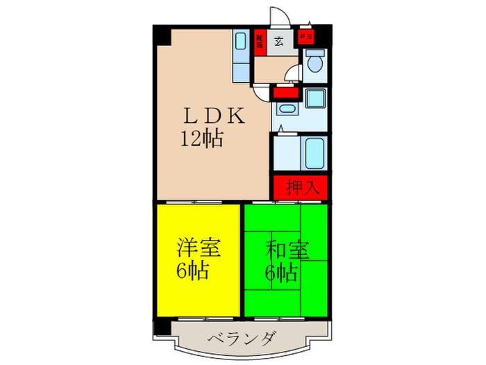 パレス東洋5号館(2LDK/5階)の間取り写真