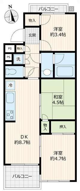 TS GARDEN 小竹向原(1DK/1階)の間取り写真