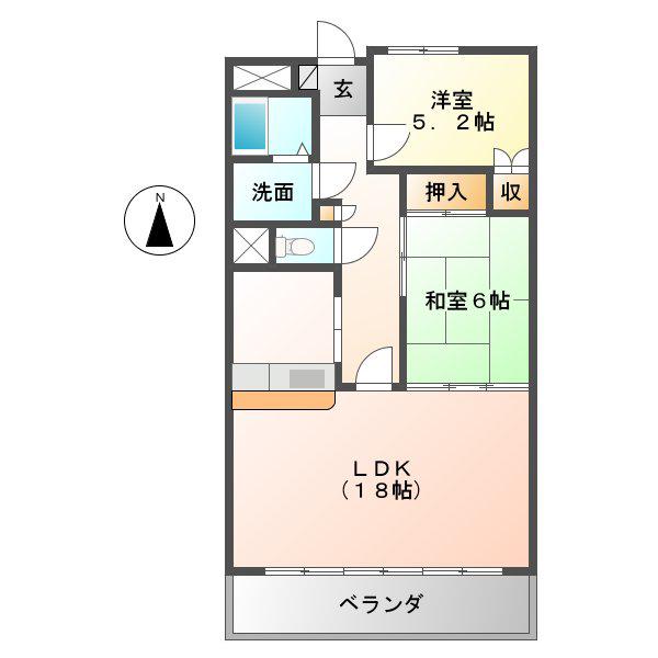 アベニュー青山(2LDK/2階)の間取り写真