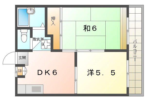 ハイムさくら(2DK/1階)の間取り写真