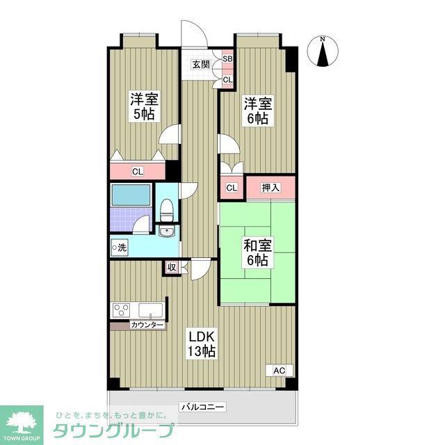 メゾンスカイデェラヴィ(3SDK/3階)の間取り写真