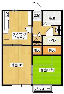 アスナロハイツ(2DK/2階)の間取り写真