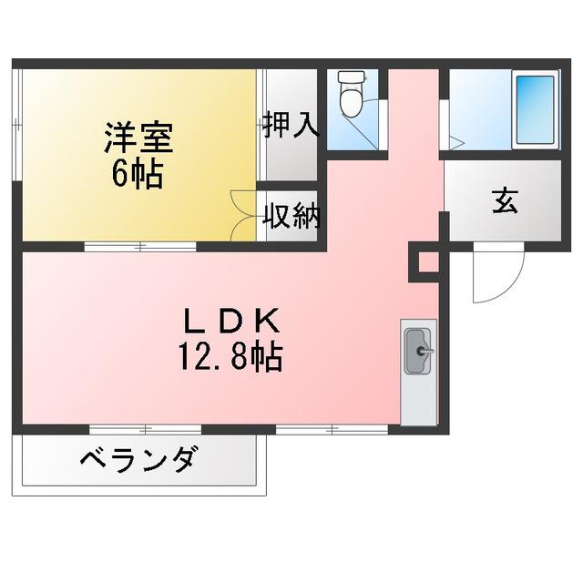 ベルーチェ駅北(1LDK/2階)の間取り写真