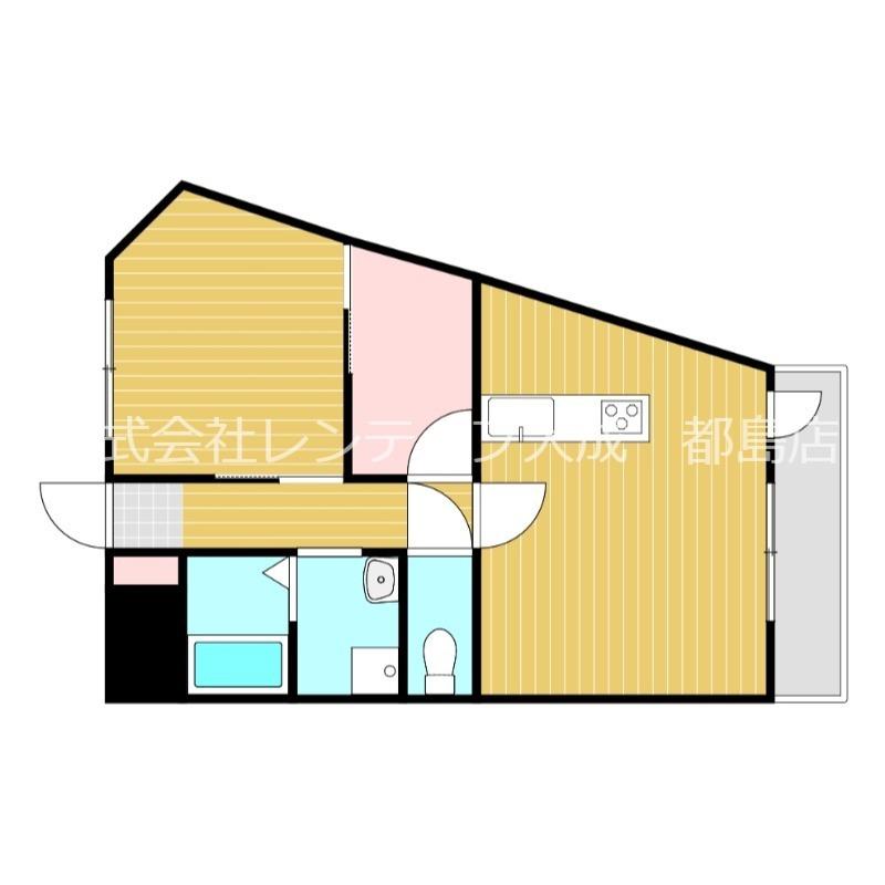 リビエールかすがえ(1LDK/4階)の間取り写真