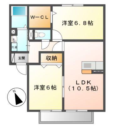 FIND BIRDIE C・D棟(2LDK/2階)の間取り写真